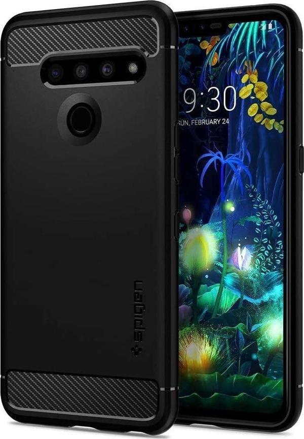 Spigen V50 ThinQ ile Uyumlu Kılıf Rugged Armor Black - Image 1