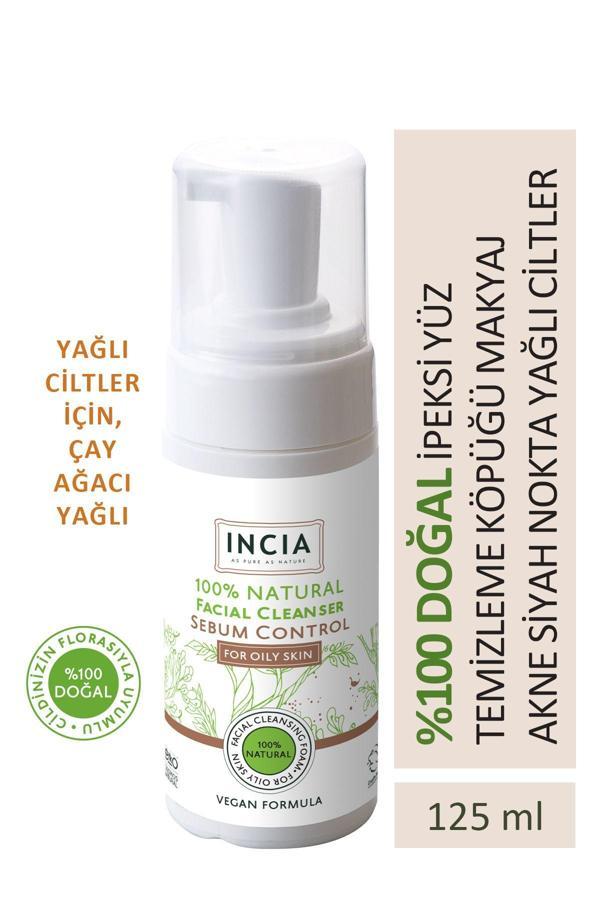 INCIA %100 Doğal İpeksi Yüz Temizleme Köpüğü Makyaj Akne Siyah Nokta Sivilce Yağlı Ciltler Vegan 125 ml - Image 1