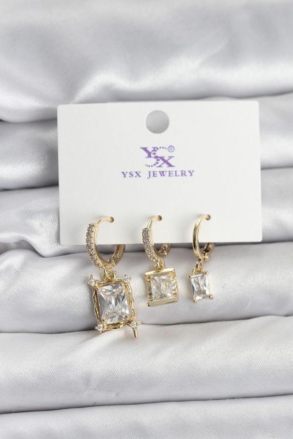 Gold Renk Zirkon Taşlı Kadın Küpe - EBJ251115W38349 - Image 1