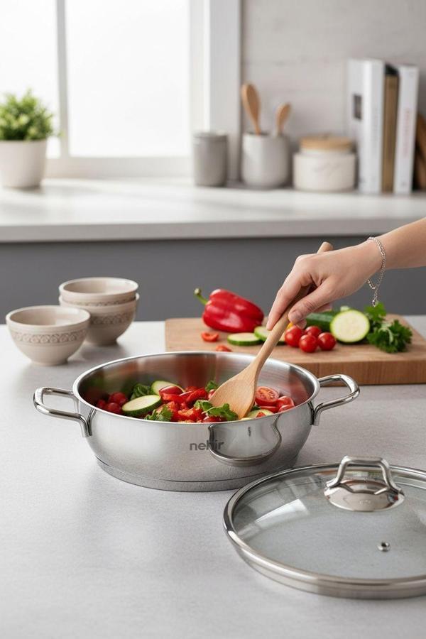 Nehir silver 24 cm sığ karnıyarık tencere - pilavlık tencere - Image 1