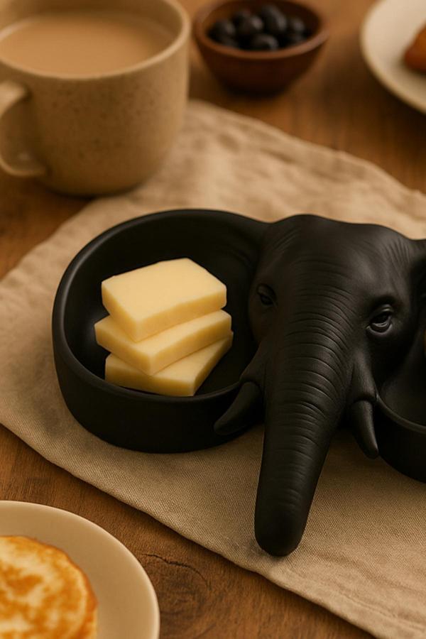 Pamuk'S Design Siyah Fildişi Figürlü Sunumluk Banyo Sabunluk, Kahvaltı Tabağı, Takı Organizeri, Mumluk 15 X 15 Cm - Image 1