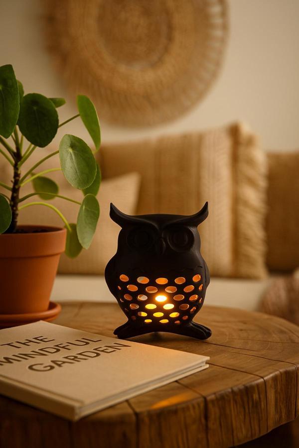 Pamuk'S Design 3D Dekoratif Baykuş Mumluk, Tealight Mumluk, Bohem Rustik Ev Dekoru, Hediyelik Romantik Aydınlatma - Image 1