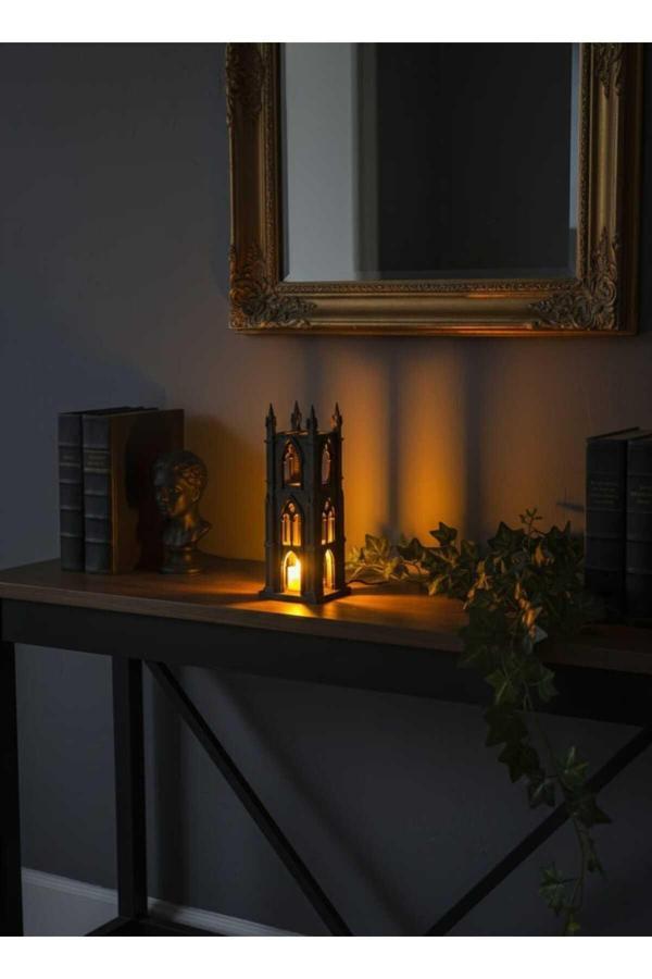 Pamuk'S Design 3D Siyah İskandinav Gotik Şato Tasarımlı Dekoratif Led Mumluk Ve Ev Ofis Dekor Biblo - Image 1