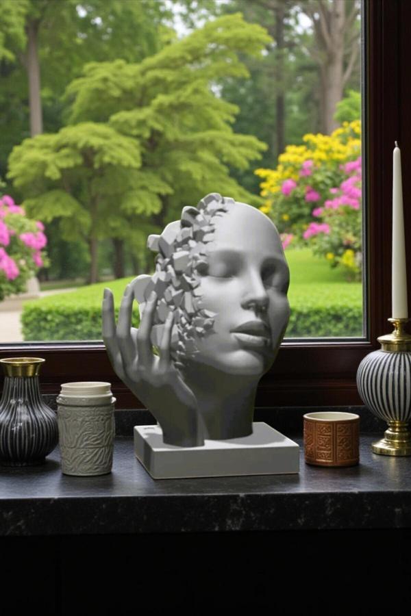 Pamuk'S Design 3D Soyut Yüz Heykeli, Modern Dekoratif Obje - Image 1