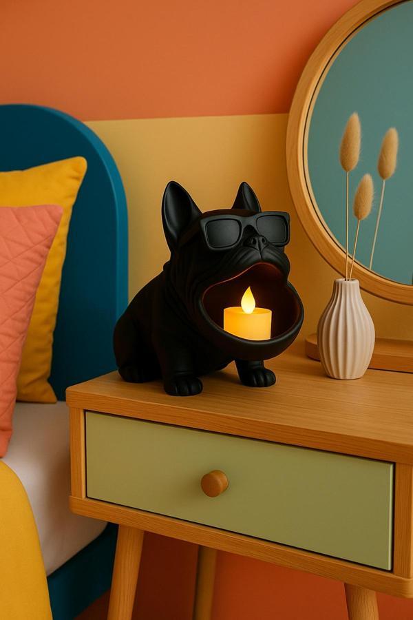 Pamuk'S Design 3D Bulldog Köpek Figürlü Sunumluk Tealight Mumluk, Lokumluk, Takı Organizeri Çok Amaçlı 14 X 12 Cm - Image 1