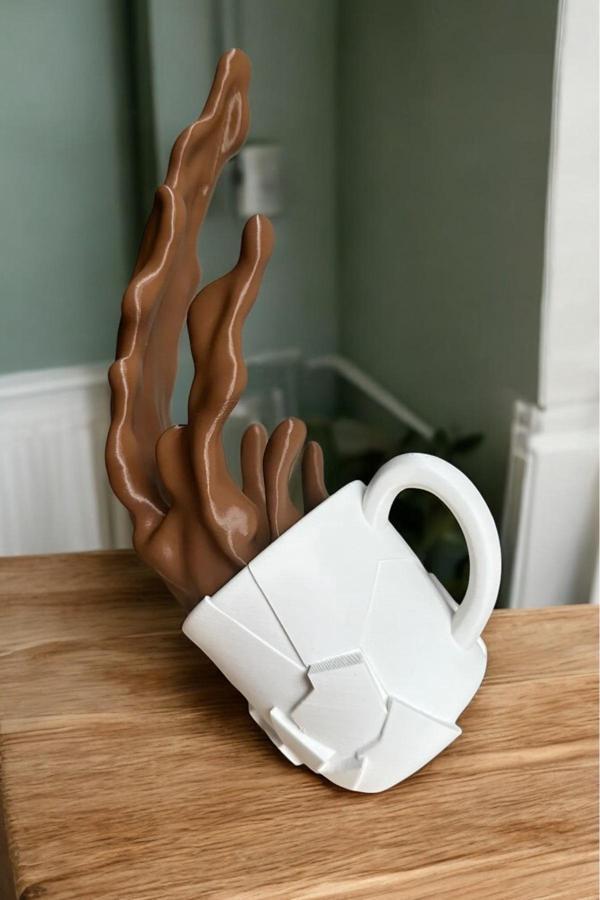 Pamuk'S Design Dökülen Kahve Figürü Dekoratif Obje Biblo Kahve Sıcak Çikolata Figür Hediye ( Vegan Üretim ) - Image 1