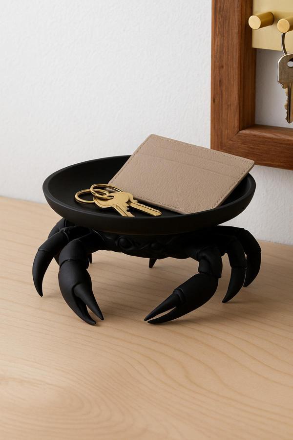 Pamuk'S Design Dekoratif Yengeç Figürü Siyah Pratik Ev Gereçleri Çok Amaçlı Sunum Tabak 16 X 16 Cm - Image 1