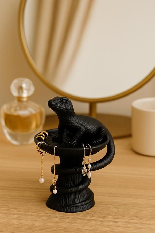 Pamuk'S Design Dekoratif Tasarım Biblo Kertenkele Siyah Özel Hediye 15 X 10 Cm - Image 1