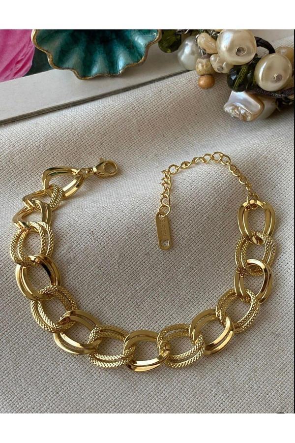 Altın Renk Samanyolu Zincir Çelik Bileklik - 3135 - Image 1