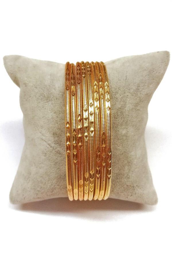 Altın Renk 22 Ayar Kaplama Baklava Desenli Ajda Bilezik 22 cm. 1 Adet - 3286 - Image 1