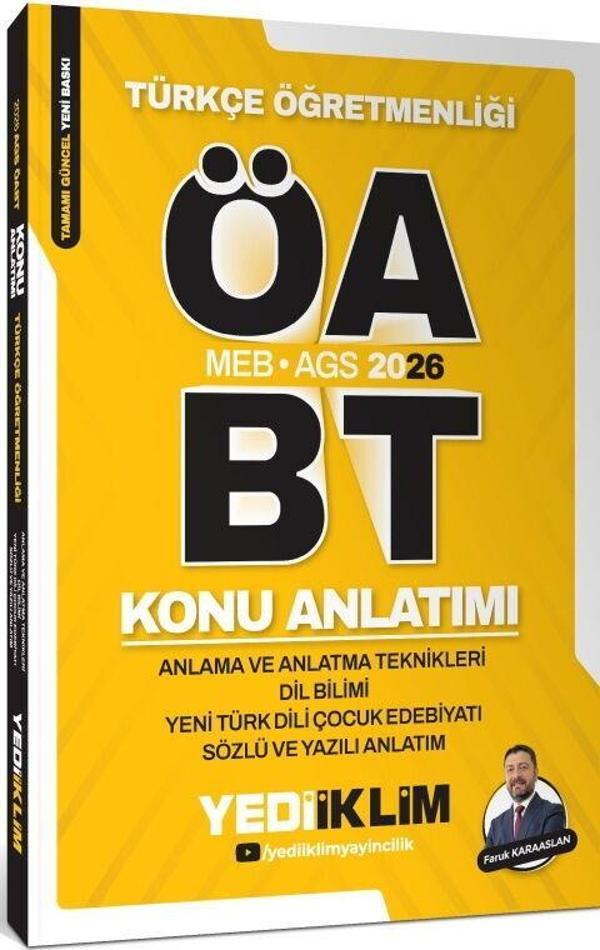 2026 MEB AGS ÖABT Türkçe Öğretmenliği Anlama ve Anlatma Teknikleri Dil Bilimi Yeni Türk Dili Çocuk Edebiyatı Yediiklim - Yediiklim Yayınları - Image 1