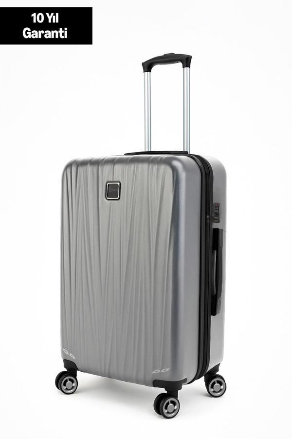 Orta Boy %100 Polikarbon Valiz Gri 1815 - Image 1
