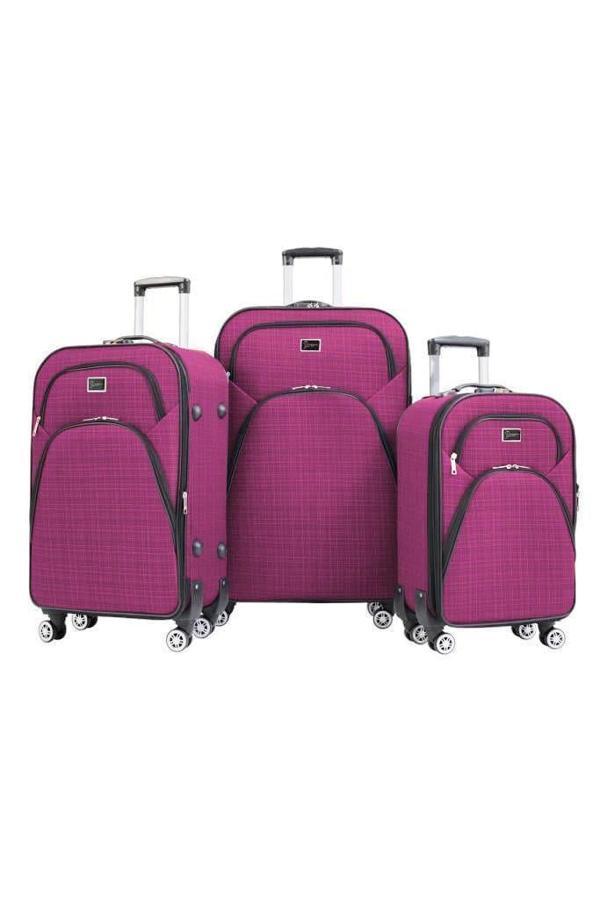 3'lü Valiz Seti 4 Teker Kumaş Valiz Pembe 1081 - Image 1