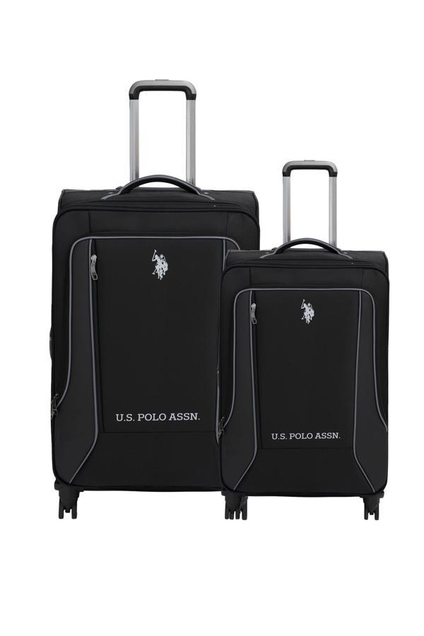 U.S. Polo Assn. 2'li Valiz Seti Orta ve Kabin Boy Lüx Kumaş Valiz Siyah 24020 - Image 1