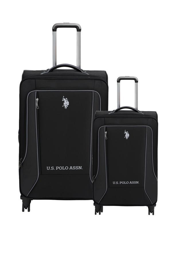 U.S. Polo Assn. 2'li Valiz Seti Büyük ve Kabin Boy Lüx Kumaş Valiz Siyah 24020 - Image 1
