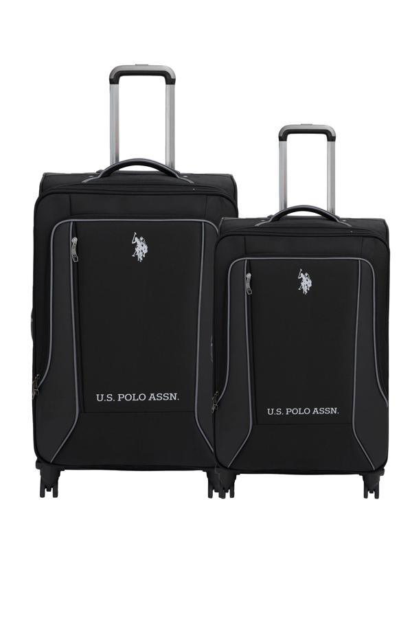 U.S. Polo Assn. 2'li Valiz Seti Büyük ve Orta Boy Lüx Kumaş Valiz Siyah 24020 - Image 1
