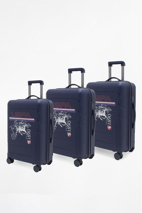 U.S. Polo Assn. Polipropilen Kırılmaz 3'lü Valiz Seti Lacivert 24053 - Image 1
