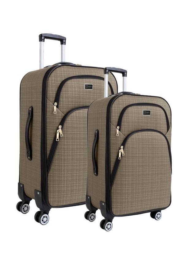 Büyük ve Orta Boy Valiz Seti 4 Teker Kumaş Valiz Bej 1081 - Image 1