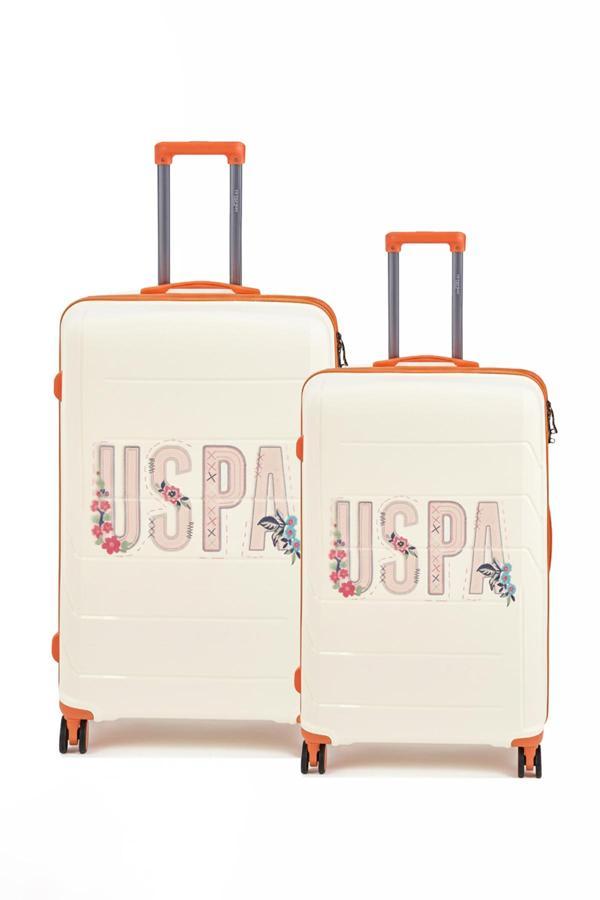 U.S. Polo Assn. Polipropilen Kırılmaz 2'li Valiz Seti Orta ve Kabin Boy Beyaz 24060 - Image 1