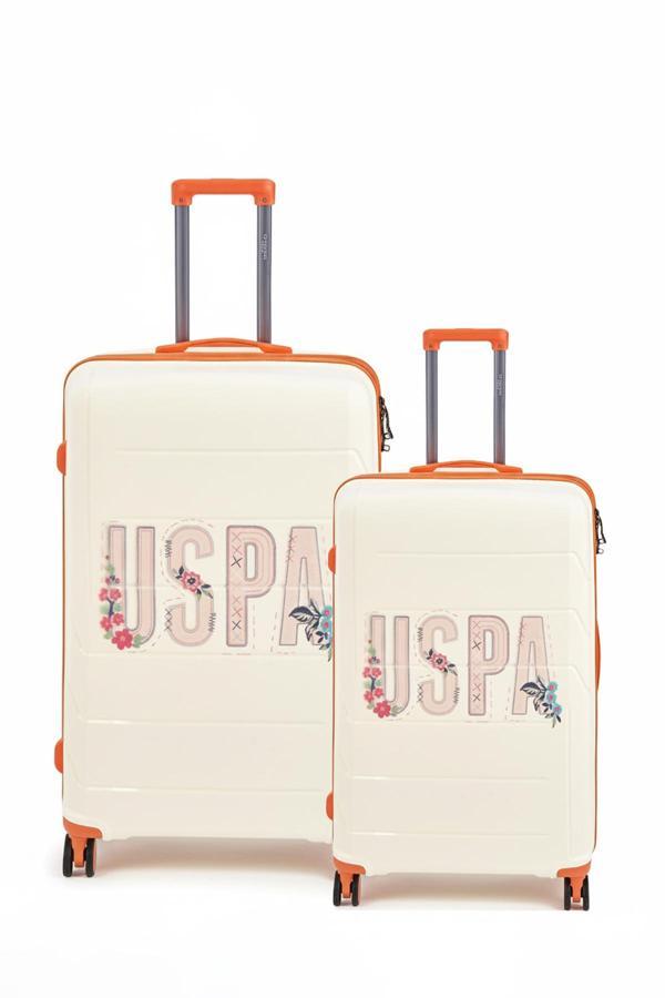 U.S. Polo Assn. Polipropilen Kırılmaz 2'li Valiz Seti Büyük ve Kabin Boy Beyaz 24060 - Image 1