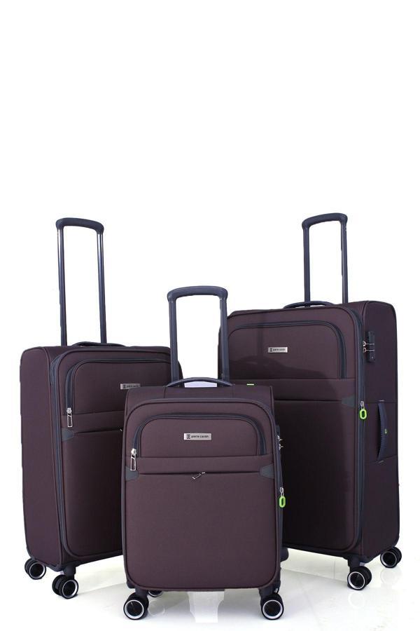 04PC6000 3'LÜ SET Ultra Light Hafif Lüx Kumaş Tekerlekli Valiz ANTRESİT - Image 1