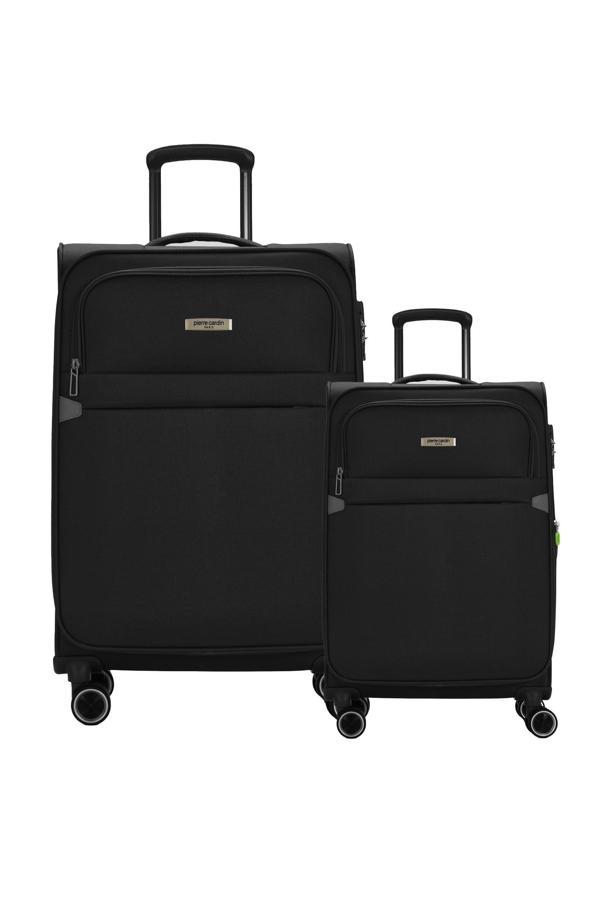 Pierre Cardin 2'li Valiz Seti Büyük Ve Kabin Boy Lüx Kumaş Valiz Siyah 04pc6000 - Image 1