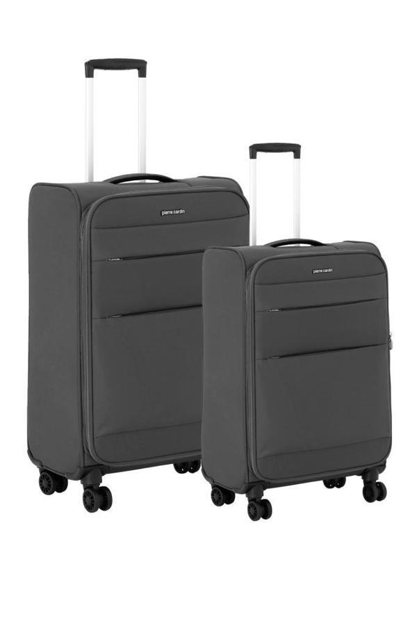 Pierre Cardin 2'li Valiz Seti Büyük Ve Kabin Boy Lüx Kumaş Valiz Antrasit 04pc4200 - Image 1