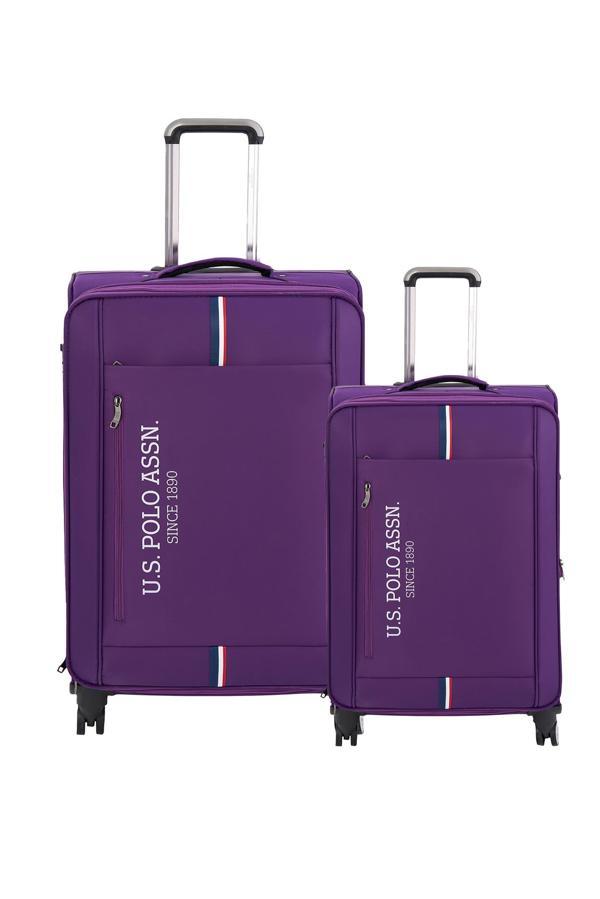 U.S. Polo Assn. 2'li Valiz Seti Orta ve Kabin Boy Lüx Kumaş Valiz Mor 24030 - Image 1