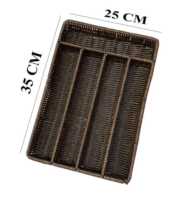 Rattan Örme Çekmece İçi Kaşıklık Organizer 5 Bölmeli - Image 1