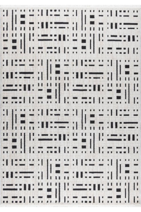 Pastel Halı Rio C3010A Beyaz Antrasit Serisi Salon Oturma Yatak Odası Halısı - Image 1