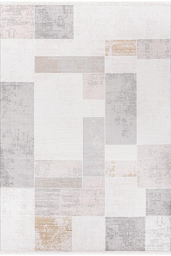 Pastel Halı Zena 455A Beyaz Antrasit Serisi Akrilik Salon Oturma Yatak Odası Halısı - Image 1