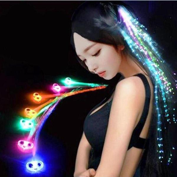Kuzey 2 Adet Hair Fiber Optic Led Işıklı Saç Led Light Up Işıklı Toka Pilli Led Işıklı Saç Fiber Optik Saç - Image 1
