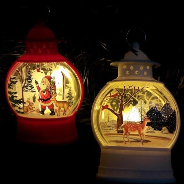 Kuzey 2 Adet Yılbaşı Noel Gemici Feneri Led Dekor Masa Lambası Yılbaşı Hediyeleri Noel Baba Geyik - Image 1