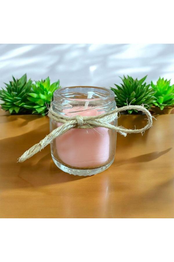 Calma Flame Dekoratif Pembe Soya Mumu El Yapımı Mum , Cam Kavanoz Özel Günlerinize,Nikah,Nişan,Doğum Günü - Image 1