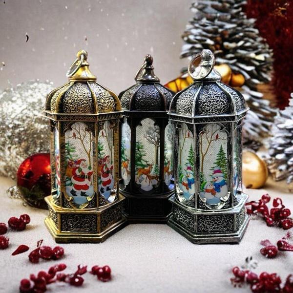 Kuzey 3 Adet Vıp Kalite Noel Baba Geyik Kardan Adam Yılbaşı Feneri Dekor Lamba Gün Işığı Pilli Led Işık - Image 1