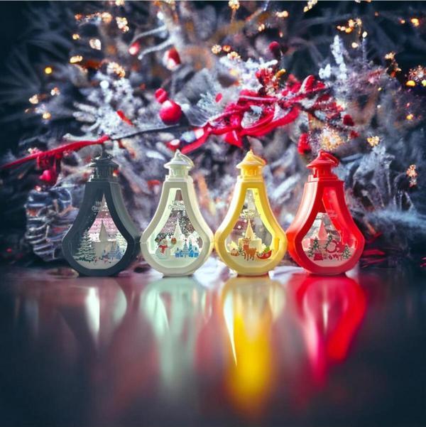 Kuzey 4 Adet Özel Vıp Kalite Işıklı Noel Baba Geyik Kardan Adam Yılbaşı Feneri Gün Işığı Pilli Led Işık - Image 1