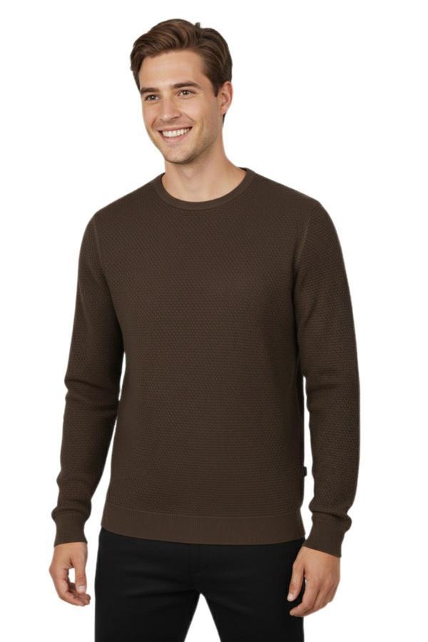 Erkek Sıfır Yaka Petek Doku Regular Fit Sweatshirt BGL-ST04950 - Image 1