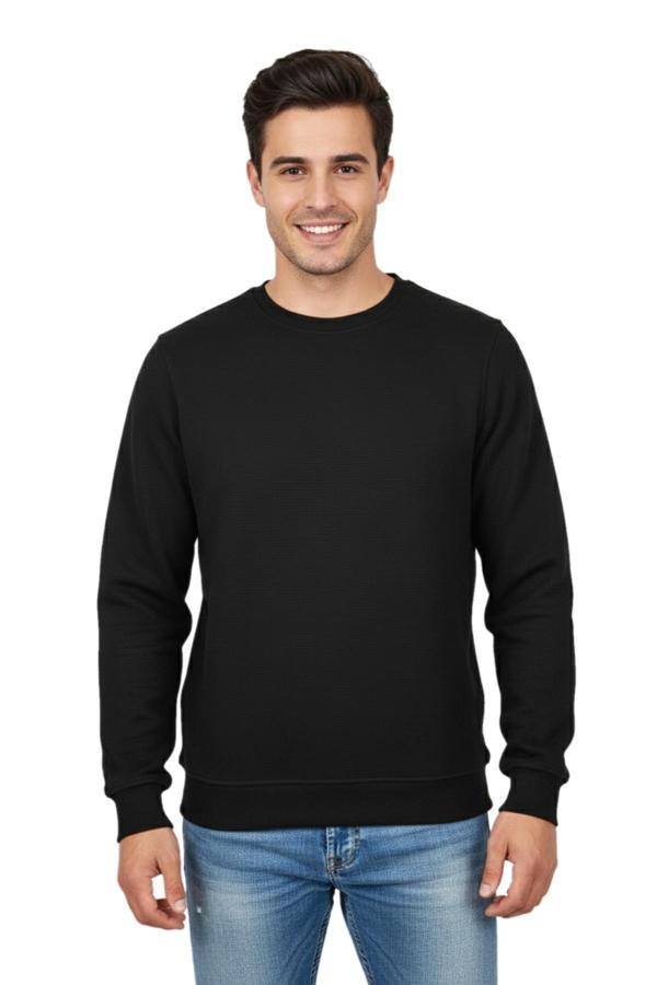 Erkek Sıfır Yaka Petek Doku Regular Fit Sweatshirt BGL-ST04950 - Image 1