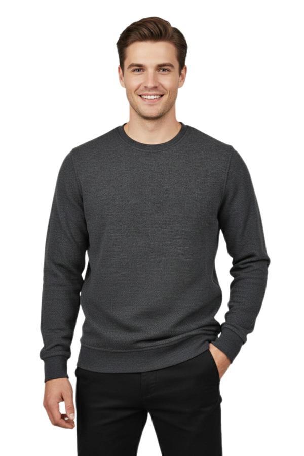 Erkek Sıfır Yaka Petek Doku Regular Fit Sweatshirt BGL-ST04950 - Image 1