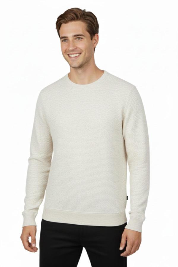 Erkek Sıfır Yaka Petek Doku Regular Fit Sweatshirt BGL-ST04950 - Image 1