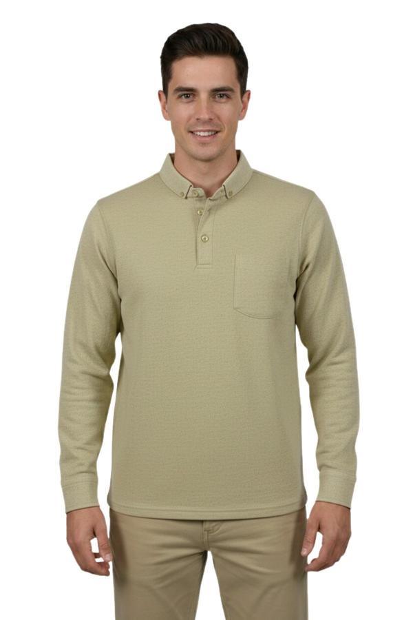 Erkek Gömlek Yaka Jakarlı Cepli Regular Fit Sweatshirt BGL-ST04957 - Image 1