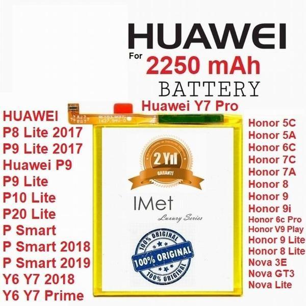 İMET Huawei P10 LİTE P20 LİTE UYUMLU Enjoy 7S HB366481ECW 2250 mAh Batarya Pil  - Image 1