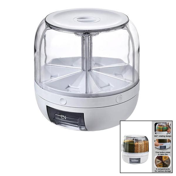 360° Dönebilen Gıda Organizeri 6 Bölmeli - 6kg. Otomatik Düğme Musluk (4915) - Image 1