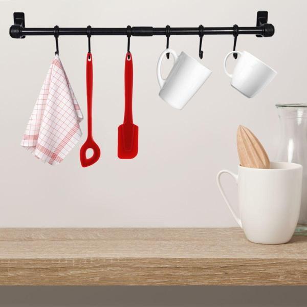 Duvara Monte Edilen 6 Kancalı Dekor Kaşıklık Ve Kupa Askısı (4915) - Image 1