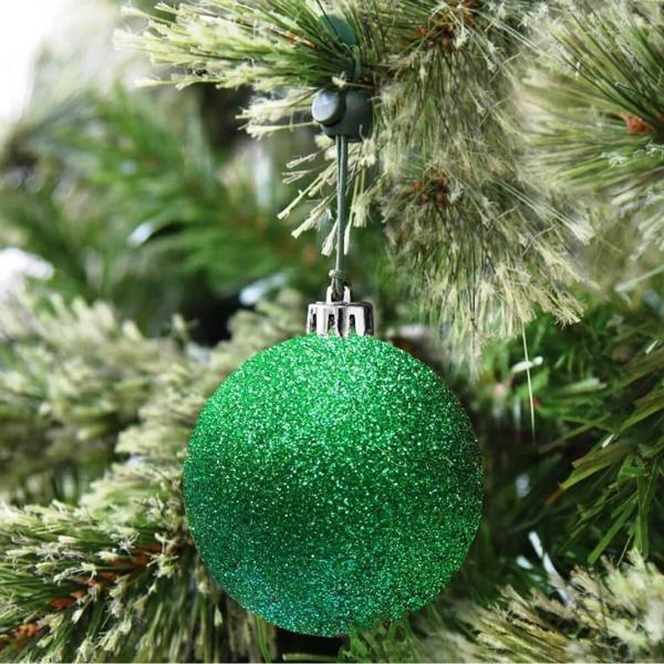Kuzey Vip Deluxe 12 Adet 5 Cm Simli Yeşil Top Süsler Yılbaşı Ağacı Süsleri Noel Ağacı Süsleri Yeşil Topsüs - Image 1