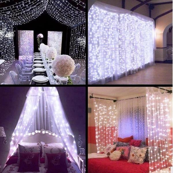 Kuzey Vip Beyaz Salkım Led Işık 2.50X2 Metre Eklemeli 16 Dallı 320 Ledli Modlu 220V Beyaz Perde Led Işık - Image 1