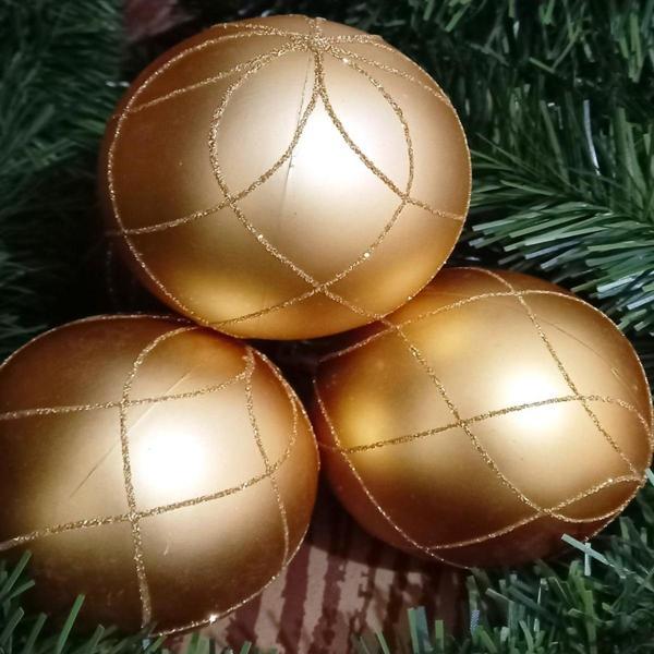 Kuzey Vip Deluxe 4 Adet 8 Cm Büyük Gold Top Süsler Yılbaşı Ağacı Süsleri Noel Ağacı Süsleri Altın Top Süs - Image 1