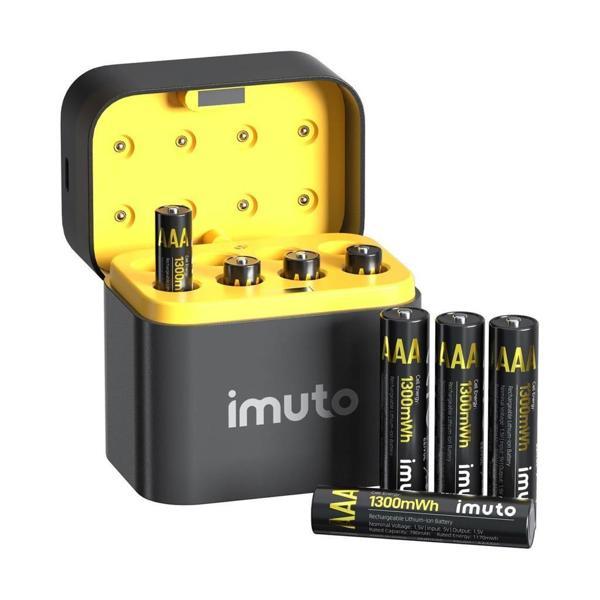 Imuto 1300 mWh AAA Lityum Şarjlı Pil Seti (8’li) + 8 Yuvalı Şarj Ünitesi - Image 1