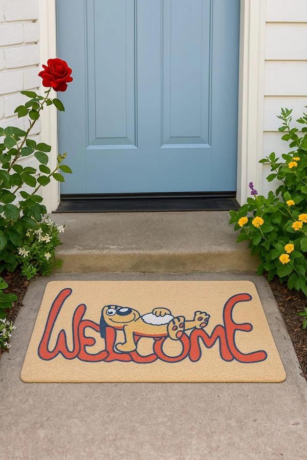 Esnature Sevimli Tembel Köpek Kahverengi Kapı Önü Paspası 45x70 Cm - Image 1