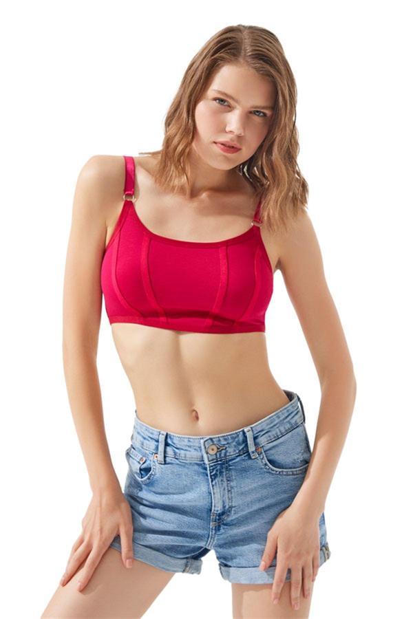 Bordo Pamuklu Ayarlanabilir Askılı Kadın Bralet Büstiyer - Image 1